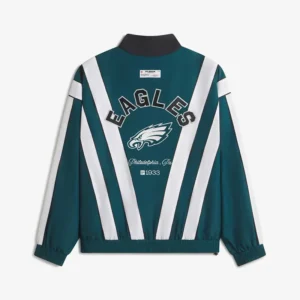 Areena Design <p>Show your team pride in the Midnight Green Polyester Off Season x NFL Philadelphia Eagles Full-Zip Windbreaker Jacket with comfortable everyday style, versatile laye</p> Off Season x NFL Philadelphia Eagles Full-Zip Polyester Windbreaker Jacket
