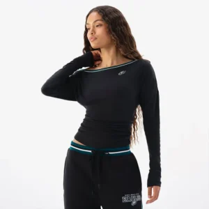 Areena Design <p>Show your team pride in this Black Fleece top. Soft, versatile, and easy to style, it brings comfortable team spirit to game days, casual weekends, travel, and everyday layering with a polished athletic finish.</p> Off Season x NFL Philadelphia Eagles Off The Shoulder Long Sleeve Top