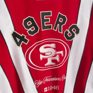 Areena Design <p>Show your team pride in the Scarlet Polyester Off Season x NFL San Francisco 49ers Full-Zip Windbreaker Jacket with comfortable everyday style, versatile layering, a</p> Off-Season x NFL San Francisco 49ers Full-Zip Windbreaker Jacket