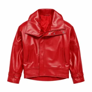 PFW SS27 Lola Tung Red Leather Jacket