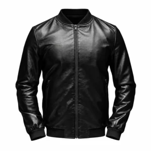 Pitbull Black Leather Bomber Jacket