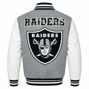 Areena Design <p>Shop the Raiders Prep Grey Varsity Jacket in Grey Wool, made for comfortable everyday wear, easy layering, game days, travel, weekends, gifting, and versatil Raiders Prep Grey Varsity Jacket