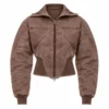 Areena Design <p>Shop the San Diego Padres Emma Stone Satin Brown Bomber Jacket in Brown Satin, made for comfortable everyday wear, easy layering, game days, travel, weekends Ride or Die Hannah Waddingham Brown Jacket