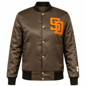 San Diego Padres Emma Stone Satin Brown Bomber Jacket