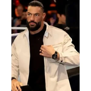 Areena Design <p>Shop the Street Fighters Event 2026 Roman Reigns White Jacket in White Cotton, made for comfortable everyday wear, easy layering, game days, travel, weekends Street Fighters Event 2026 Roman Reigns White Jacket