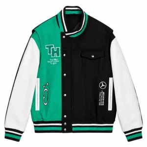Tommy x Mercedes F1 x CR Black Varsity Jacket