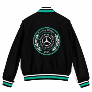 Areena Design <p>Shop the Tommy x Mercedes F1 x CR Black Varsity Jacket in Black Wool, made for comfortable everyday wear, easy layering, game days, travel, weekends, gifting Tommy x Mercedes F1 x CR Black Varsity Jacket