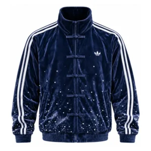 Areena Design <ul> <li><strong>Material: Suede Leather </strong></li> <li>Closure: Toggle Style</li> <li>Collar: Stand Up Style</li> <li><strong>Color: Blue</strong></li> </ul> Chinese New Year Rhinestone Jacket <ul> <li><strong>Material: Suede Leather </strong></li> <li>Closure: Toggle Style</li> <li>Collar: Stand Up Style</li> <li><strong>Color: Blue</strong></li> </ul>